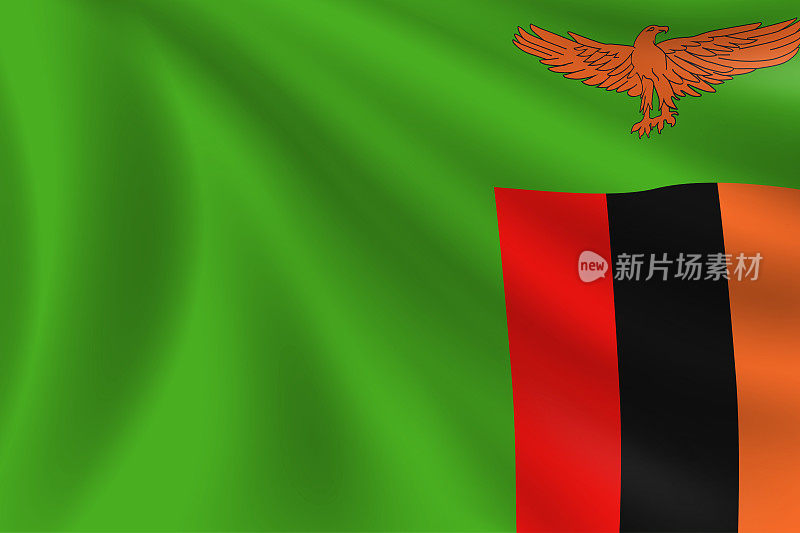 赞比亚国旗。赞比亚的旗帜。矢量标志背景。股票插图