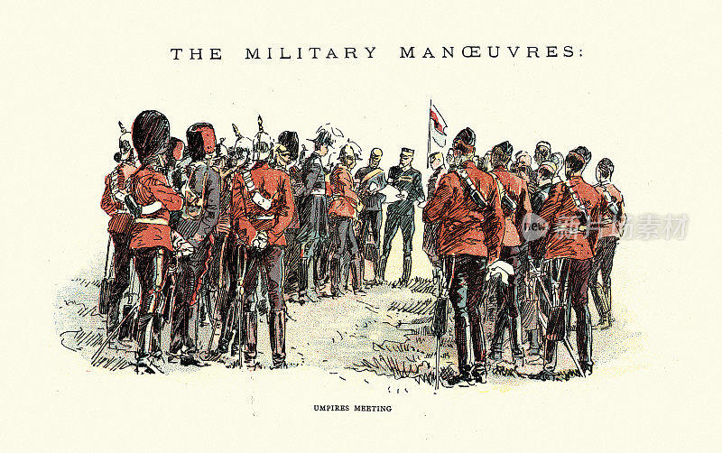 19世纪90年代维多利亚时期，一群英国军官在进行军事演习