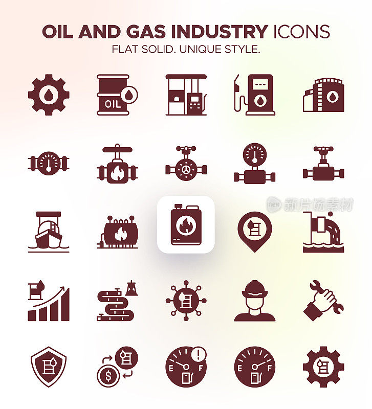 采购产品石油和天然气工业图标集-天然气生产，钻井，精炼，石油，提取，水库，近海，能源部门