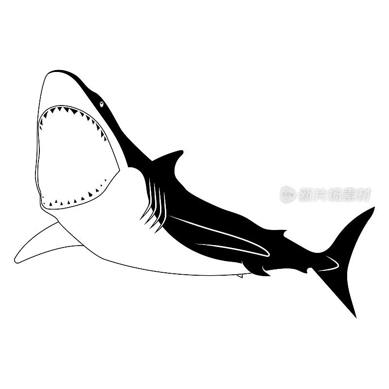张开嘴巴的鲨鱼图标。