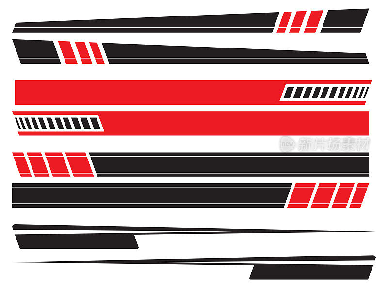 矢量汽车赛车贴花赛车红色和黑色条纹图案速度标签贴纸设计背景收集