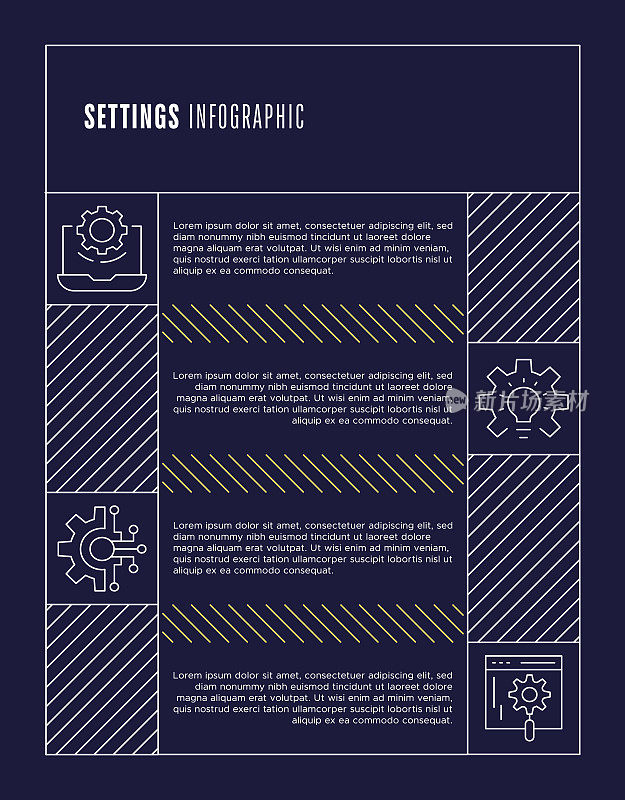 设置信息图模板。设置和设置概念图标。齿轮，齿轮横幅矢量
