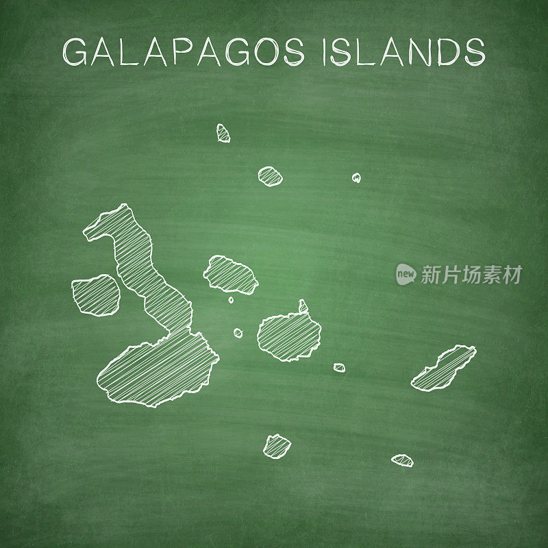 加拉帕戈斯群岛地图画在黑板上-黑板