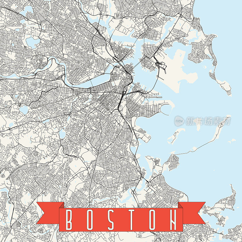 波士顿，马萨诸塞州矢量地图