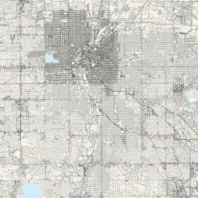 丹佛，科罗拉多州矢量地图