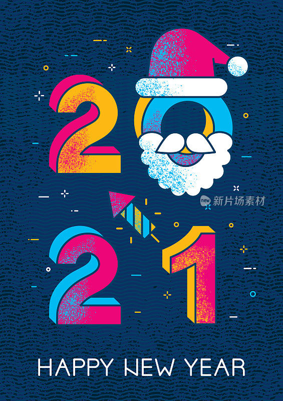 圣诞老人和火箭的2021年新年问候