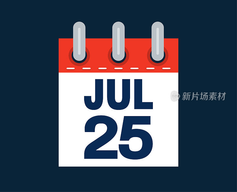 这个月的日历日期是7月25日