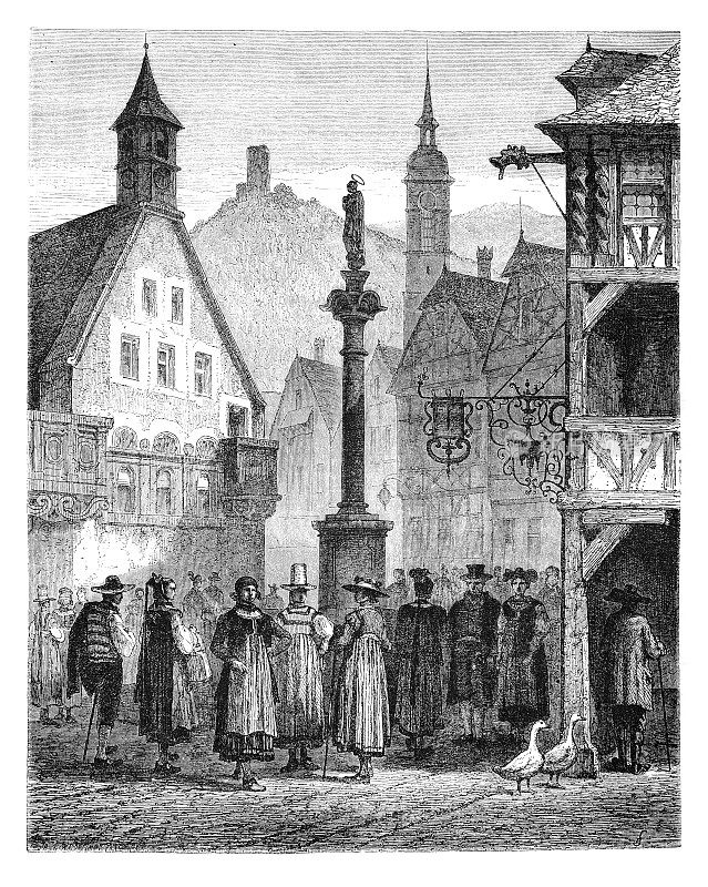 1867年黑森林的西蒙瓦尔德瓦尔德基奇市场Baden-Württemberg