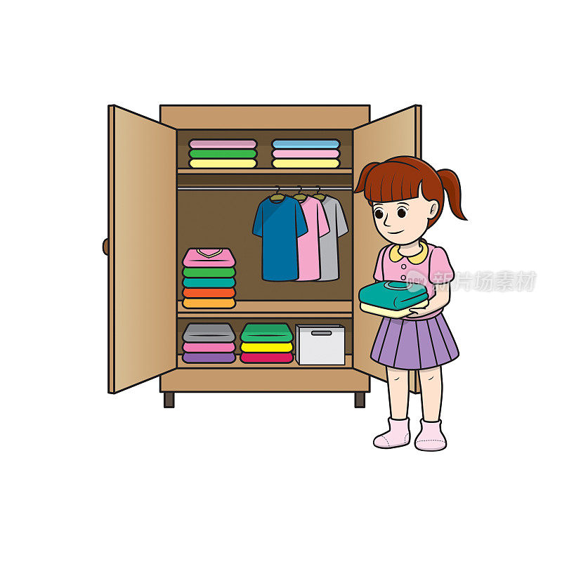 彩色矢量插图的儿童活动着色书页与图片的妇女做保持布。