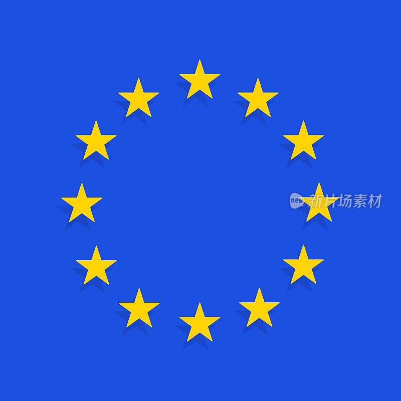 欧洲联盟病媒旗。蓝色背景和黄色星星。欧洲联盟的明星。欧洲联盟病媒背景。