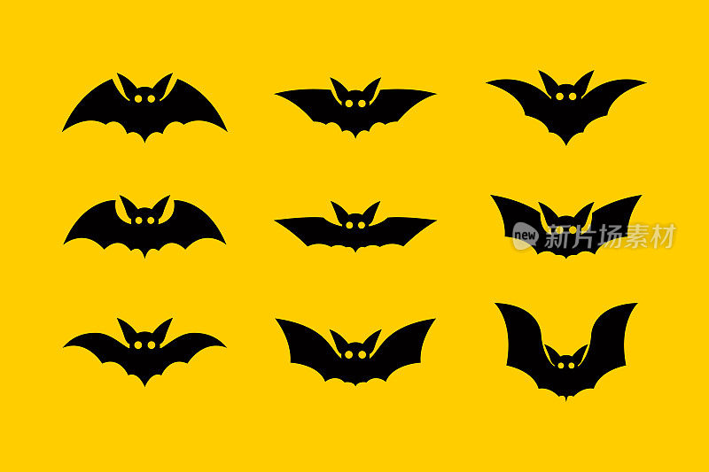 蝙蝠的剪影。快乐Halloween.Bat图标。