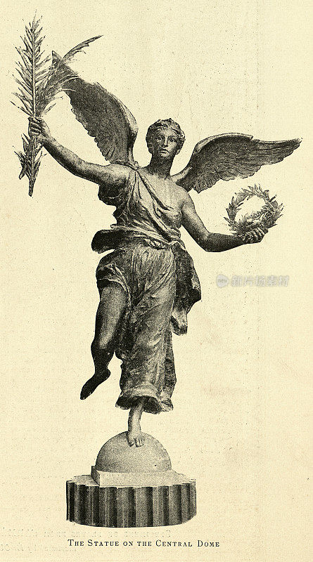 来自巴黎中央圆顶的胜利天使，1889年世界博览会，19世纪维多利亚时代