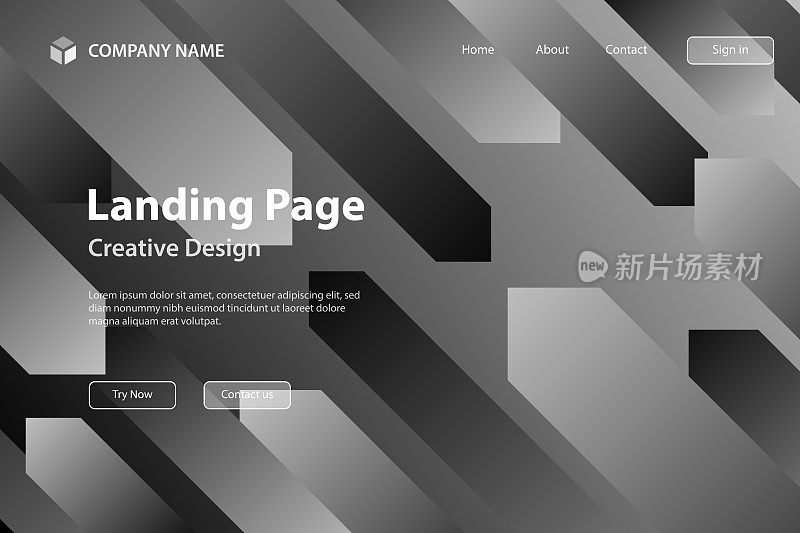 登陆页面模板-抽象设计与几何形状-流行的灰色梯度