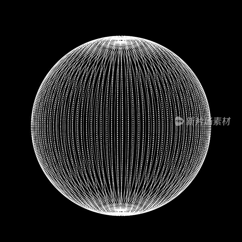 虚线构成的抽象球形透明三维形状