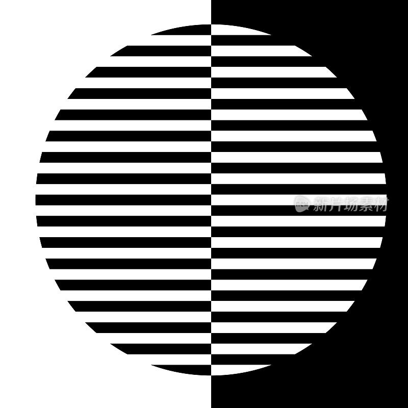 条纹形成圆形，一半倒立