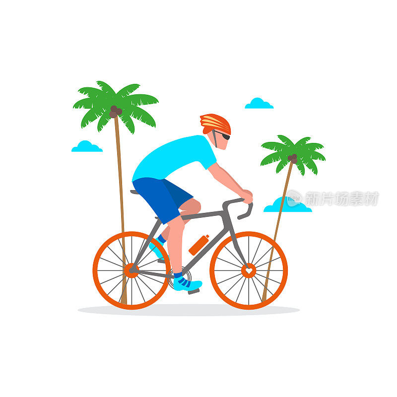 一名男子骑自行车的矢量插图