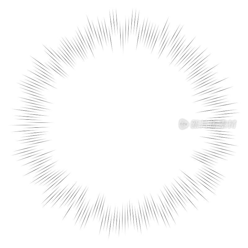 圆形的形状,由末端渐褪的径向线条构成