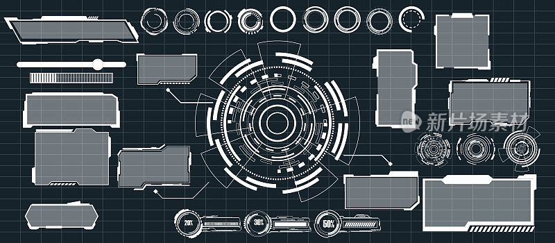 摘要技术未来概念hud界面全息图元素的数字数据和圆