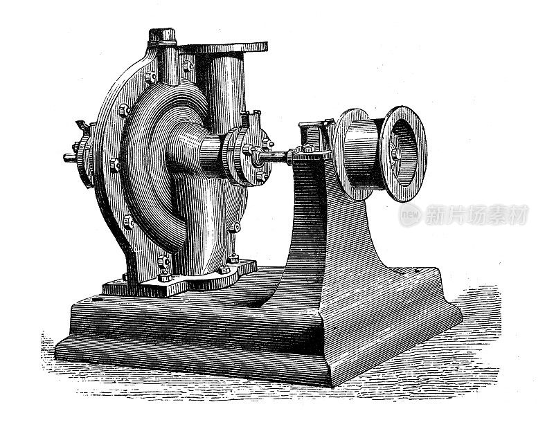 古董插图，应用力学和机器:离心泵，Gwynne