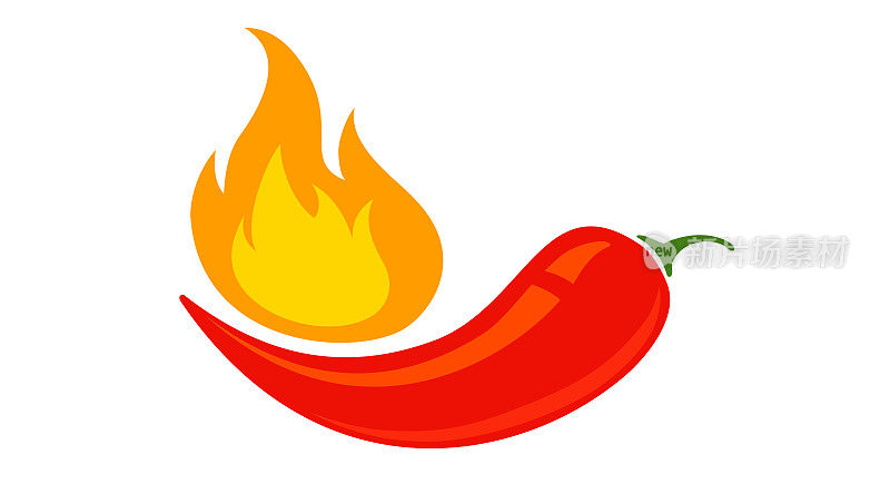矢量象征红辣椒与火辣椒。矢量象征火焰中的墨西哥胡椒或辣椒。