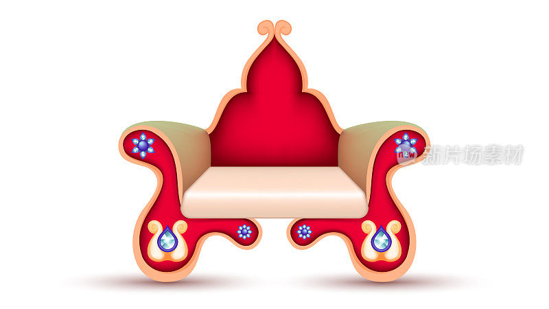 用于印度婚礼设计的装饰性舞台椅矢量。