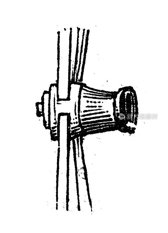 古董雕刻插图:轮毂