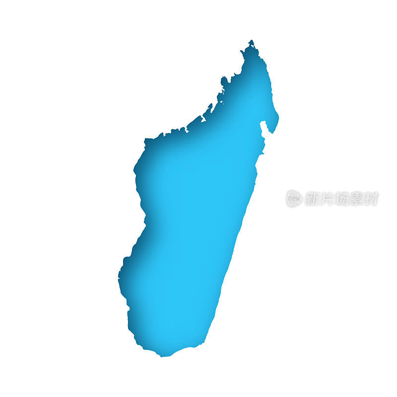 马达加斯加地图――蓝色背景的白纸