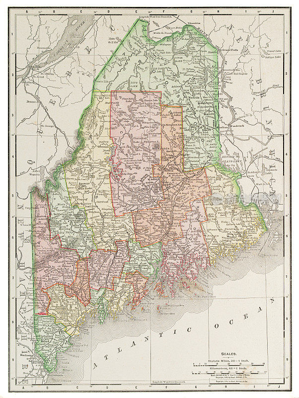 1899年美国缅因州地图