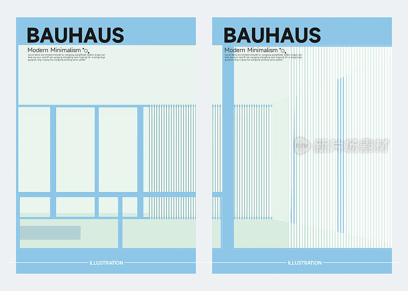 现代极简主义包豪斯风格的建筑结构办公空间海报收集