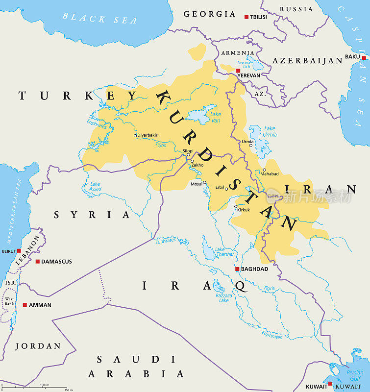 库尔德斯坦，库尔德土地政治地图