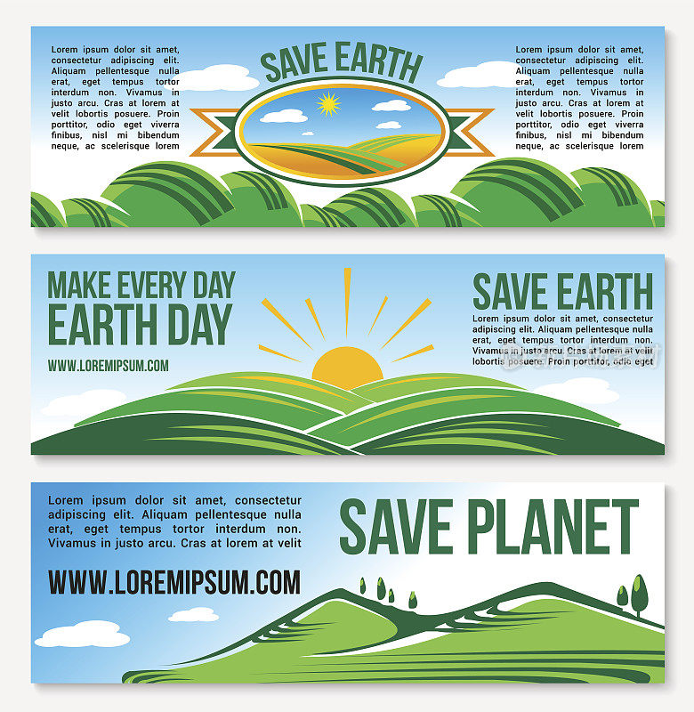 矢量拯救地球的自然地球日横幅