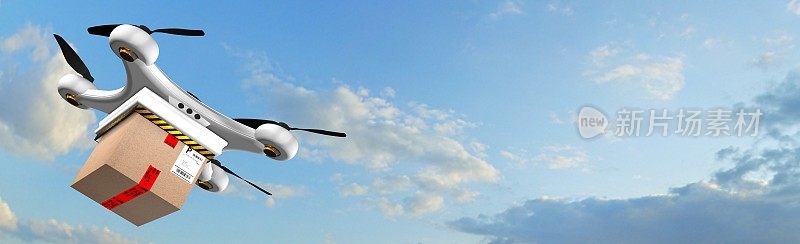 无人机Quadrocopter递送包裹-自动无人机递送