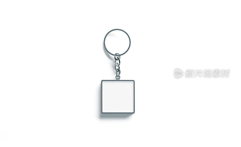 空白金属方形白色钥匙链模型俯视图