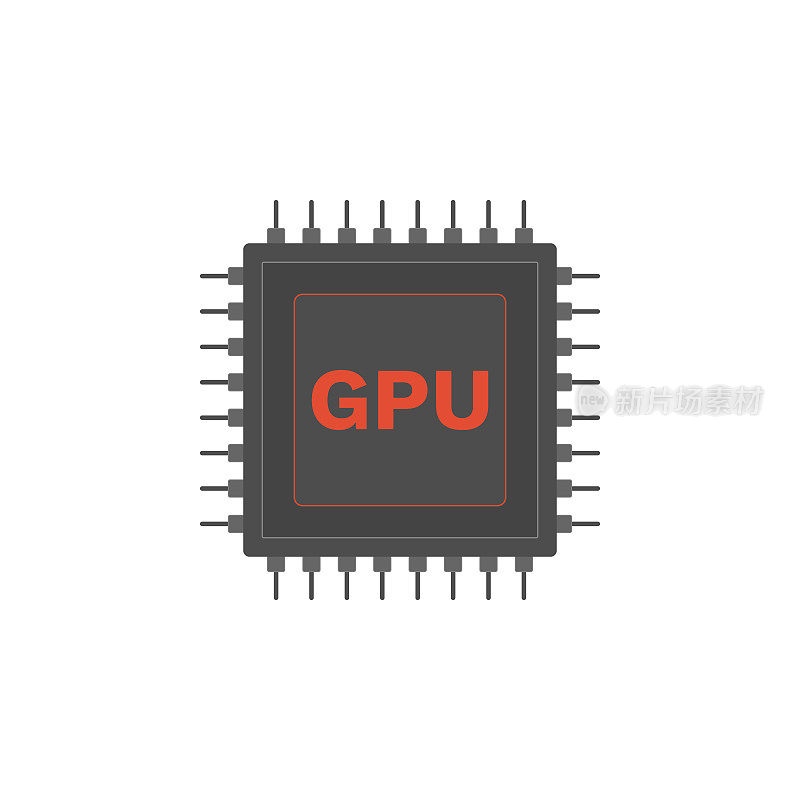 GPU芯片。图形处理单元。矢量图标