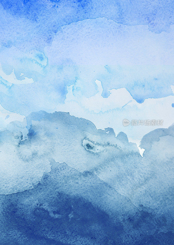 蓝色水彩背景-抽象海洋