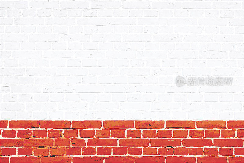 红色和白色砖图案墙纹理垃圾背景矢量插图