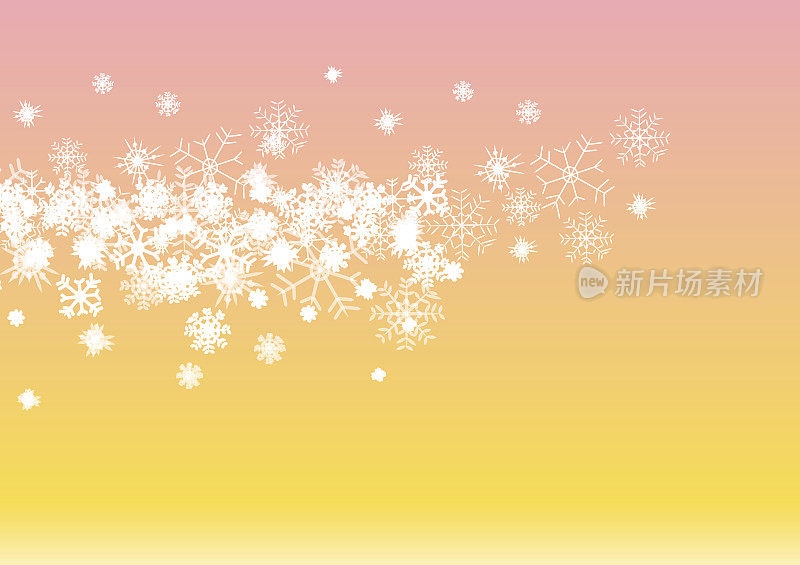 圣诞冬天白色闪亮的雪花五颜六色的背景