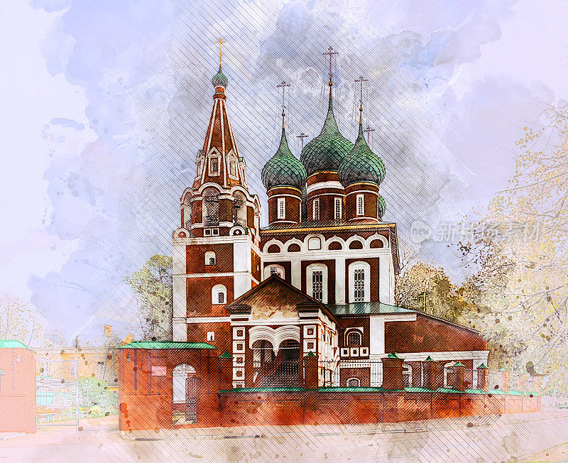 雅罗斯拉夫尔的大天使迈克尔教堂。金戒指,俄罗斯。