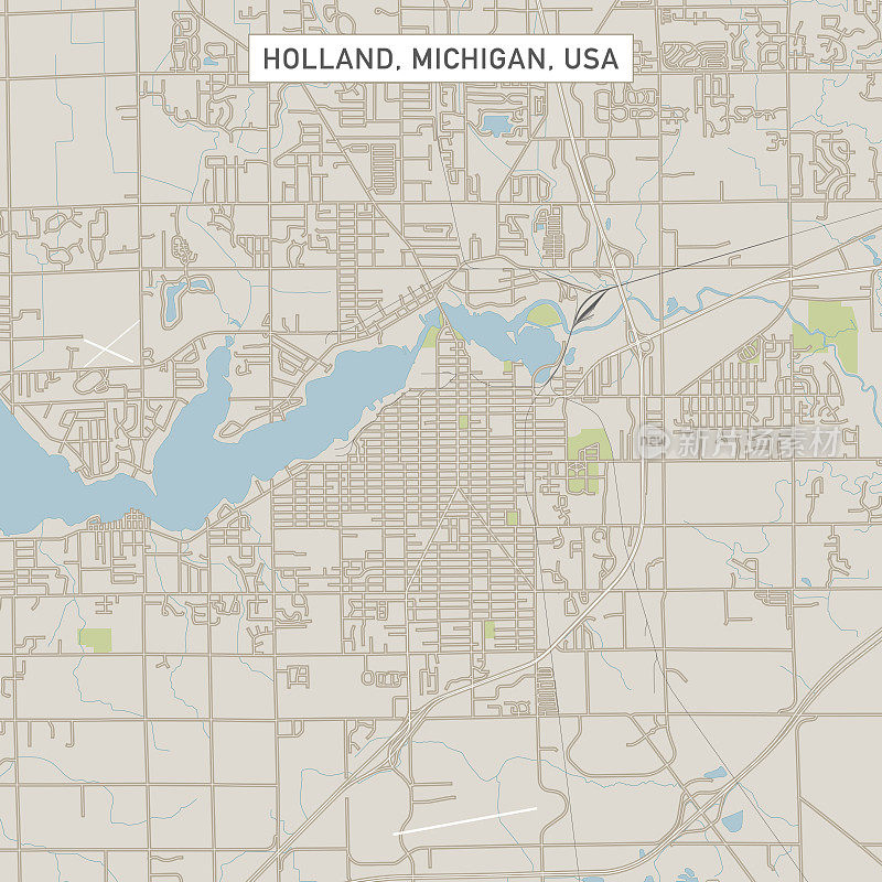 荷兰密歇根美国城市街道地图