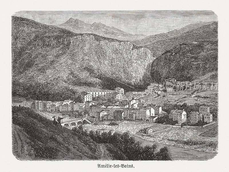 法国史观Amélie-les-Bains-Palalda,木刻,1893年出版