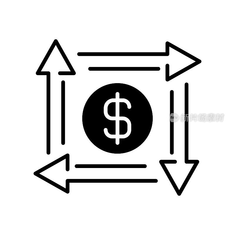 金融授权黑线和填充矢量图标