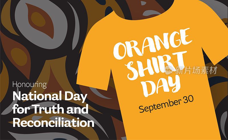 全国真相与和解日橙色衬衫日横幅设计海报图案和羽毛
