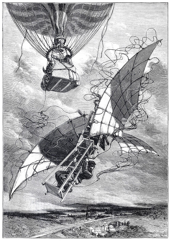 飞人文森特·德·格鲁夫与有翼飞禽机之死伦敦，1874年