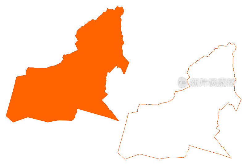 Bergeijk市(荷兰王国，荷兰，北布拉班特省或北布拉班特省)地图矢量插图，涂鸦草图地图