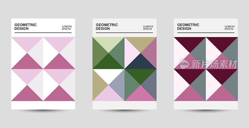一套颜色马赛克极简主义几何设计横幅宣传册模板背景收集书籍封面海报传单