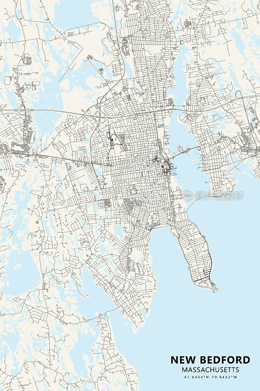 新贝德福德，马萨诸塞州，美国矢量地图
