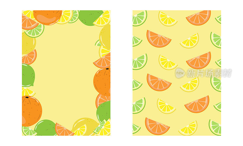 明亮的明信片上有柑橘类水果