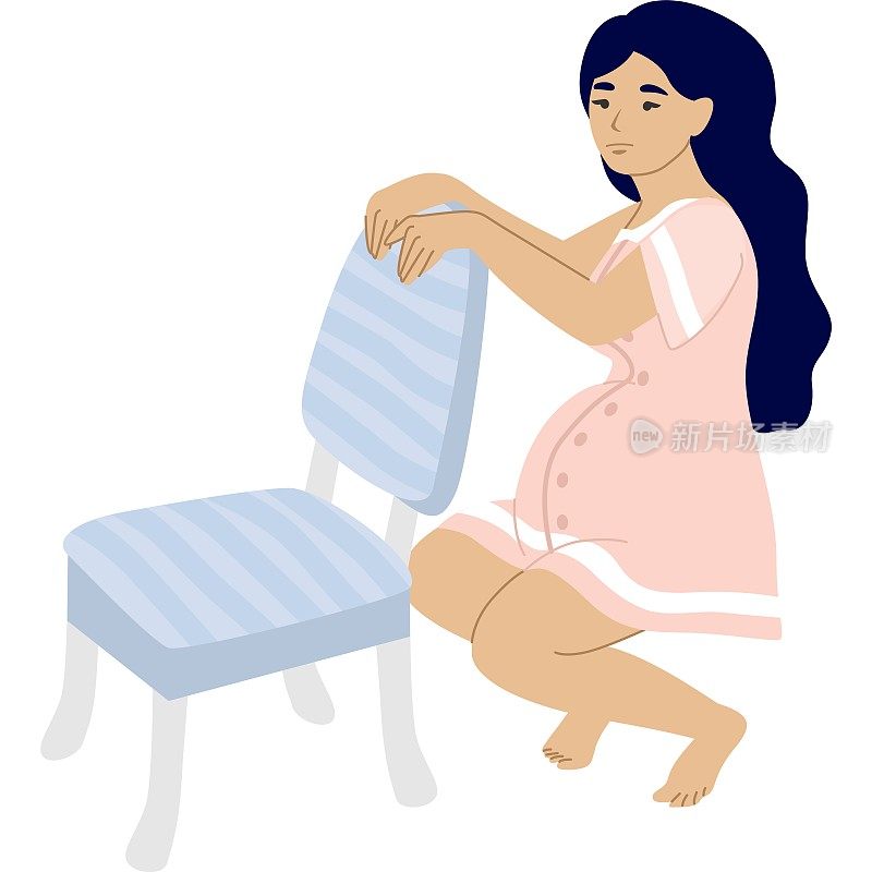 孕妇坐在孩子出生的位置矢量图标隔离在白色背景