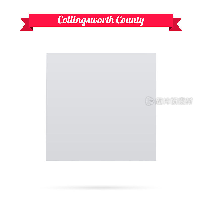 科林斯沃斯县，德克萨斯州。白底红旗地图