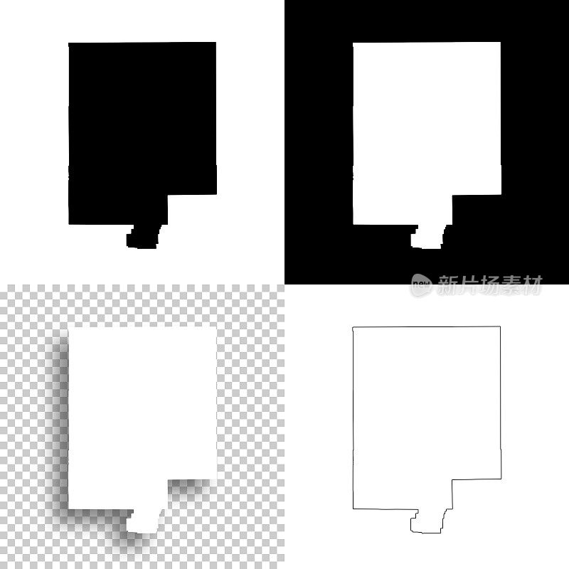 怀俄明州匡威县。设计地图。空白，白色和黑色背景